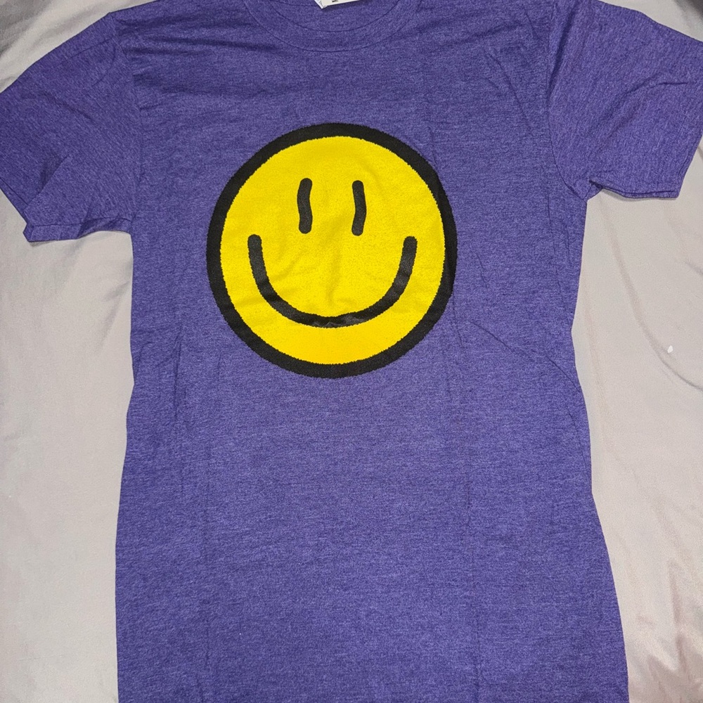 Purple T-Shirt with Yellow Smiley Face